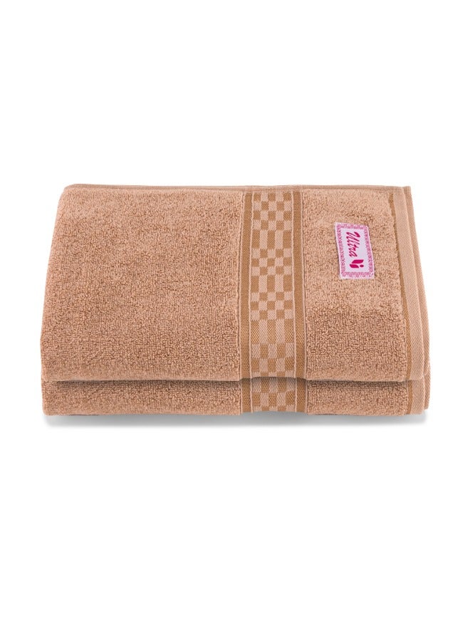 BYFT Home Ultra (Beige) Premium Cotton Bath Towel (70 X 140 Cm-Set Of 2) Highly Absorbent, High Quality Bath Linen With Checkered Dobby 550 Gsm - Image 2