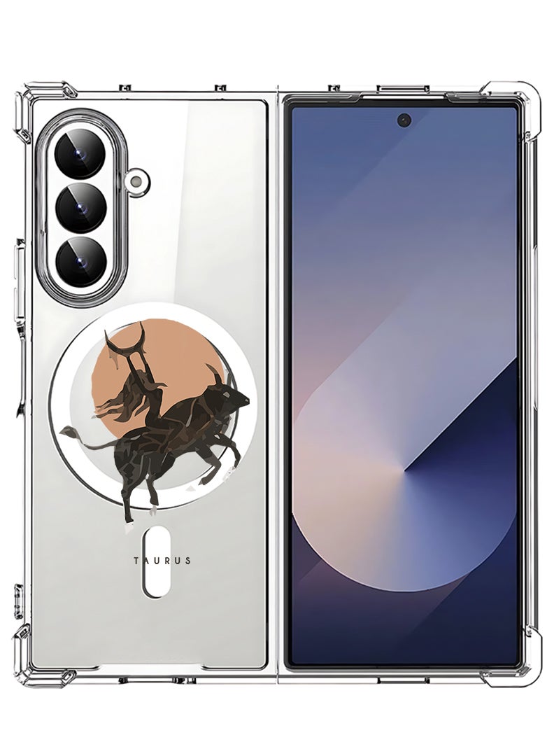 Theodor Magnetic Case for Samsung Galaxy Z Fold 7 Compatible with MagSafe Wireless Charging, Shockproof Phone Bumper Cover Taurus - Image 1