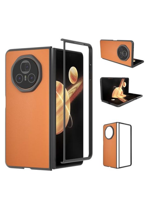 Case For Honor Magic V3 PU Leather Black Frame Full Coverage Phone Case