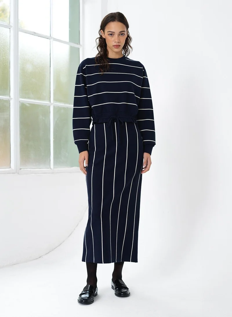 فرنش كونكشن Sunday Sweat Striped D/S Top