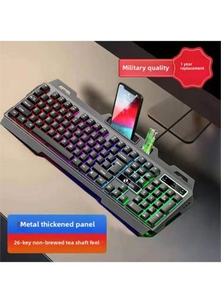 Wired Keyboard Mouse Suit USB Real Mechanical Feel Backlit Gaming Computer Desktop Notebook Suspension Key Cap-Color:Fifth Generation 11-light Aluminum Alloy Panel Keyboard - pzsku/Z80DCE01CACA7B3D8C3D0Z/45/1746199017/9ac2f153-b819-431b-a027-dafc1ef25917