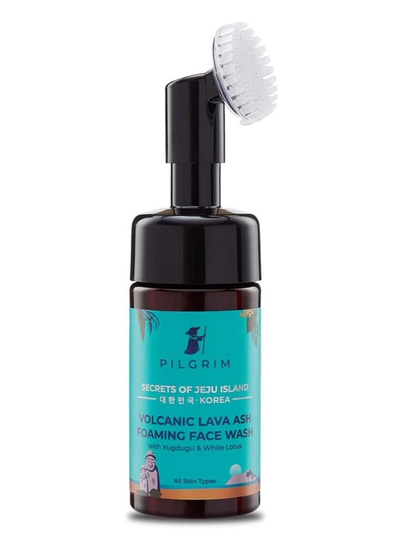 PILGRIM Korean Volcanic Lava Ash Foaming Face Wash with Built In Brush for Deep Cleansing  100% Safe on All Skin Types  For Men And Women  SLS And Paraben Free  120 ml - Image 1