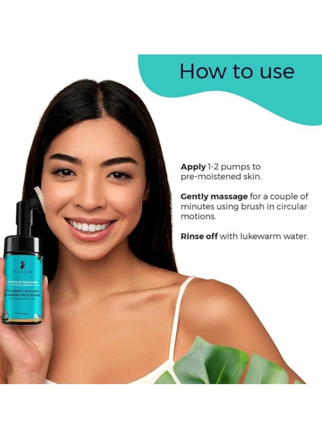 PILGRIM Korean Volcanic Lava Ash Foaming Face Wash with Built In Brush for Deep Cleansing  100% Safe on All Skin Types  For Men And Women  SLS And Paraben Free  120 ml - Image 5