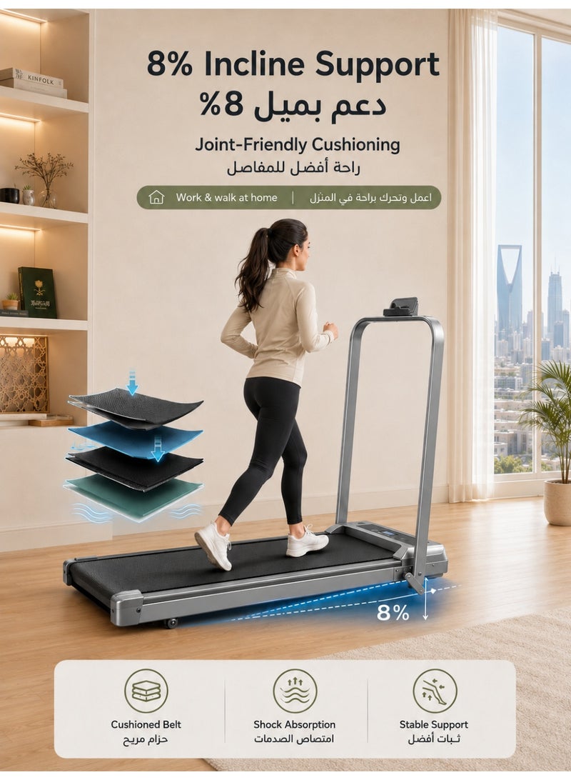 Denzoz Foldable Treadmill 300 lb Capacity Walking Pad 2.5HP Treadmill Under Desk Portable Treadmill for Home and Office Folding Treadmill 2 in 1 with Remote Control LED Display - Image 3