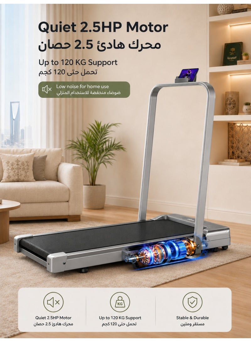 Denzoz Foldable Treadmill 300 lb Capacity Walking Pad 2.5HP Treadmill Under Desk Portable Treadmill for Home and Office Folding Treadmill 2 in 1 with Remote Control LED Display - Image 4
