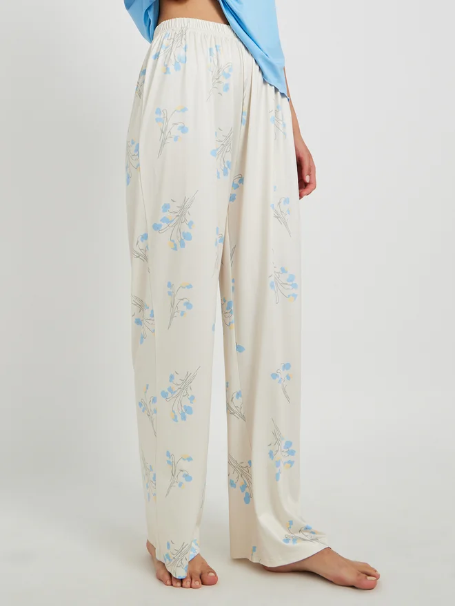 Take Two Take Two Solid Lettuce Hem T-Shirt and Floral Printed Pyjama Set