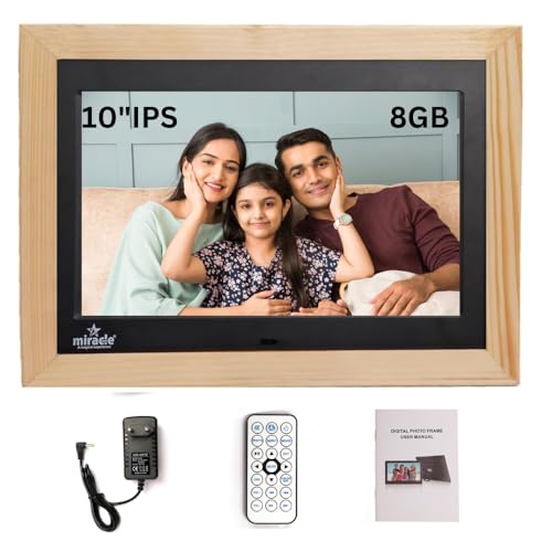 Miracle Digital 10''(25.4) IPS Wooden Digital Photo Frame with High Def Screen,USB DiskCard, RemotePhotos SlideShow,Video Audio, Support SD Built in 8GB Memory & 2GB RAM 180°Wide Angle Viewing(Light) - Image 1