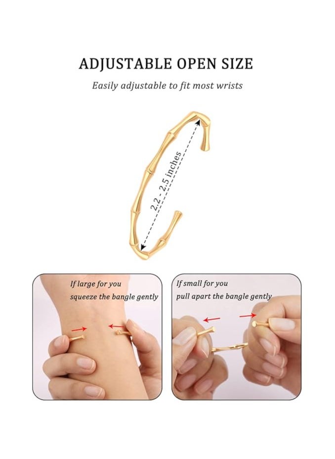 PERNNLA PEARL - Dainty Gold Bar Bracelet for Women Simple Delicate Thin Cuff Bangle Hook Bracelet 18K Gold Plated Handmade Minimalist Jewelry - Image 1