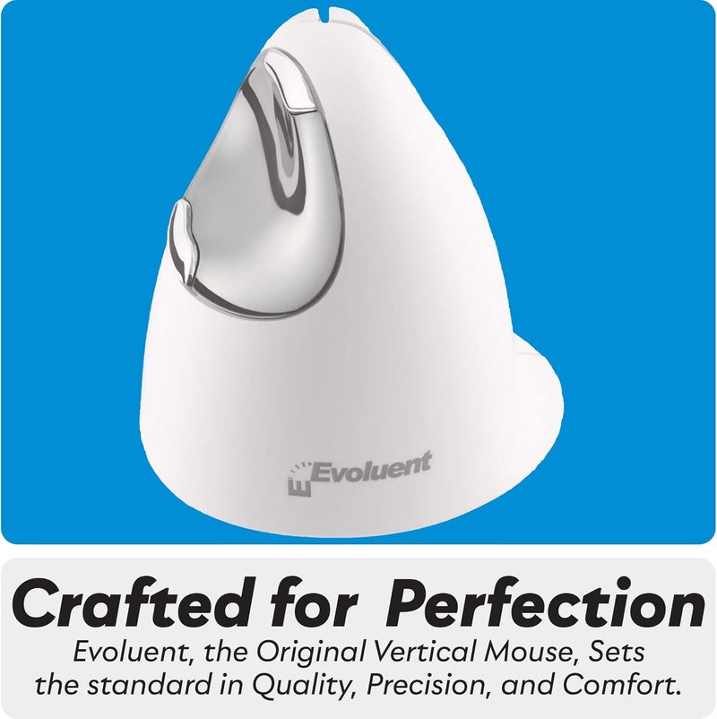 Evoluent – Inventor of The Vertical Mouse – VM4RB Ergonomic Vertical Mouse White Bluetooth for Mac, Right Hand Med to Large, Sculpted for Comfort, Reduces Wrist Strain, 4 Speeds, Plug-N-Play - Image 4