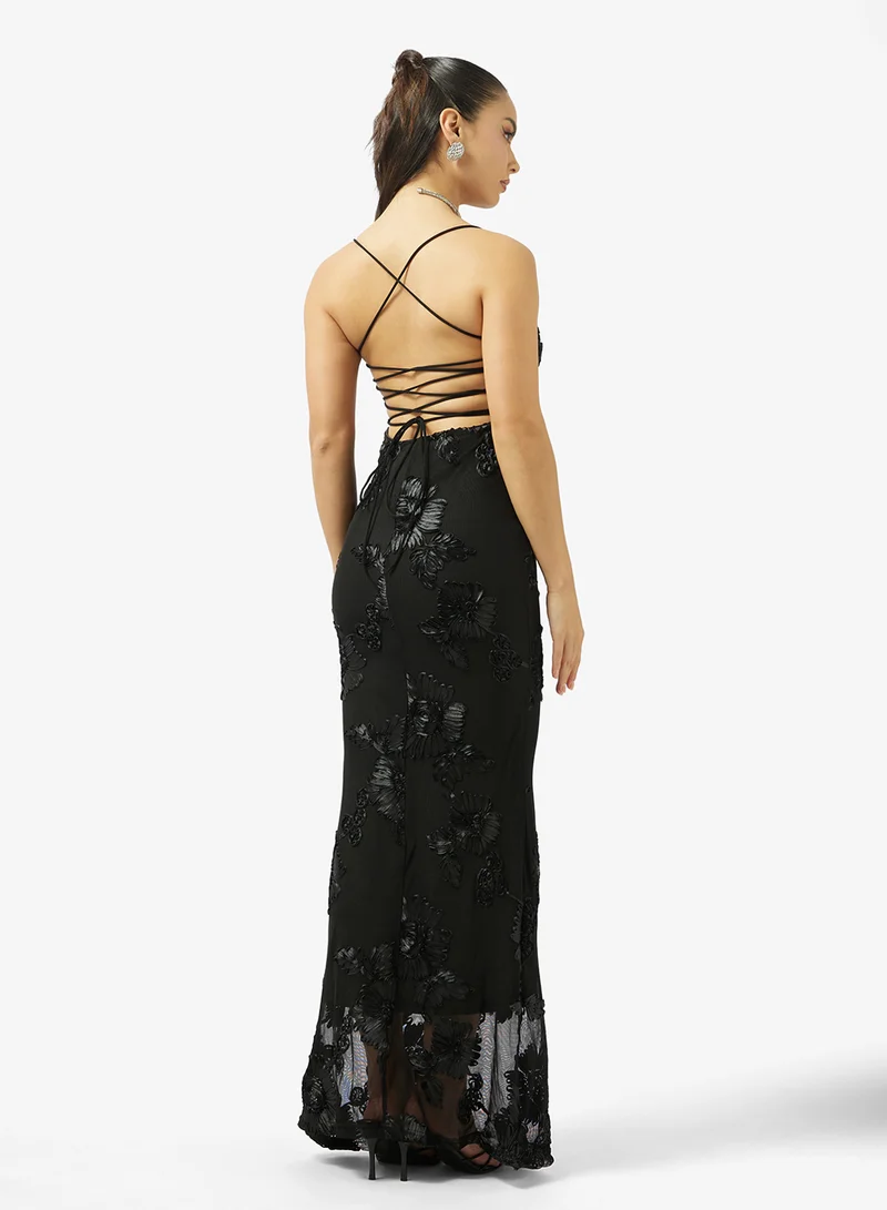 Ginger Corset Bodice Floral Burnout A Line Dress