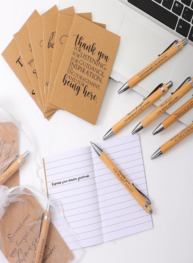 Teling 30 Sets Employee Appreciation Gifts Include Thank You Notebooks Inspirational Bamboo Wooden Ballpoint Pen with Organza Bag Notebook Journal for Staff Team Coworker Volunteer - Image 4