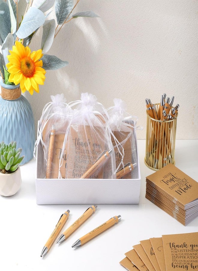 Teling 30 Sets Employee Appreciation Gifts Include Thank You Notebooks Inspirational Bamboo Wooden Ballpoint Pen with Organza Bag Notebook Journal for Staff Team Coworker Volunteer - Image 5