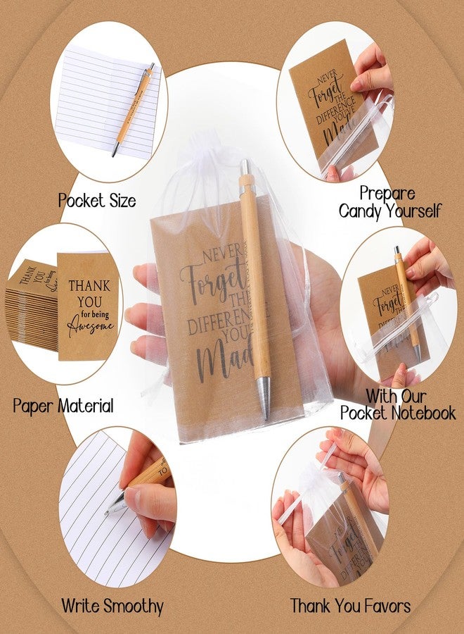 Teling 30 Sets Employee Appreciation Gifts Include Thank You Notebooks Inspirational Bamboo Wooden Ballpoint Pen with Organza Bag Notebook Journal for Staff Team Coworker Volunteer - Image 2