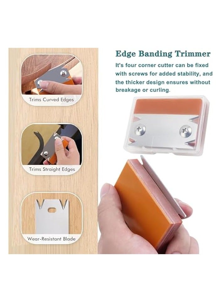 PROMASS Woodworking Edge Banding Trimmer, Stainless Steel Edge Cutter Edge Bander with 1pcs Replacement Blade, Wood Chamfering Fillet Scraper, for PVC ABS Wood - Image 4