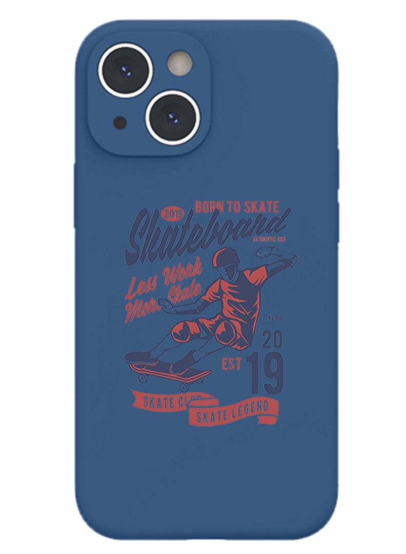 Theodor Protective Slim Fit Case Liquid Silicone Cover with Full Body Protection Anti-Scratch Shockproof Case For iPhone 15 Blue  - Skater boy copy - Image 1