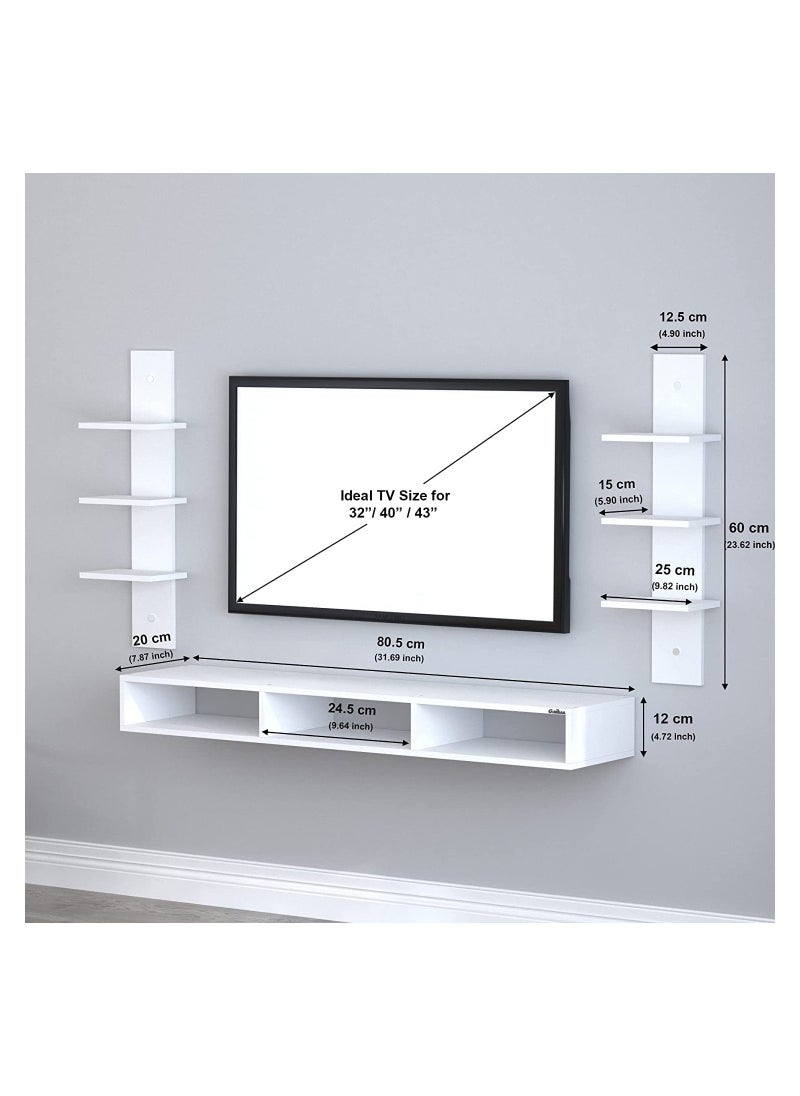 Eworld - Floating Space Saving Wall Mounted TV Shelf for Home Office Workstation with storage shelves - Image 1
