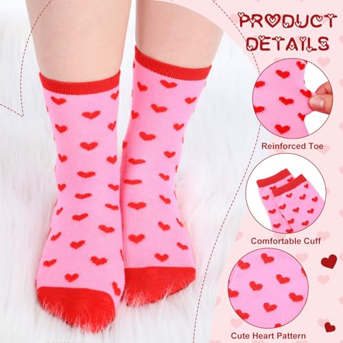 Cozypower 12 Pairs Kids Valentine's Socks Boys Girls Heart Bear Owl Novelty Socks Bulk for Kids Valentines Day Gifts - Image 2
