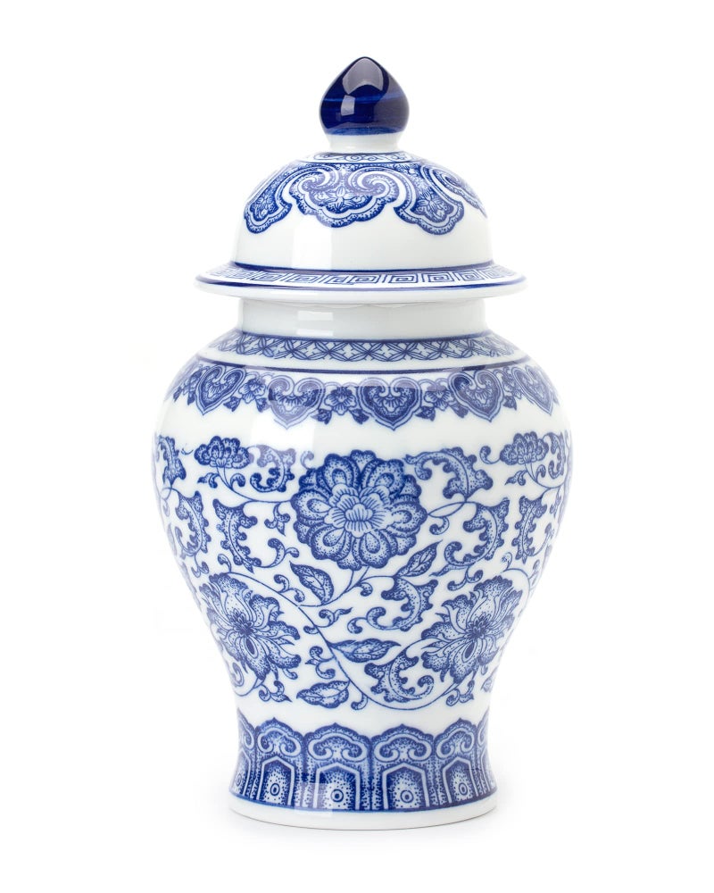 GaLouRo Blue and White Ginger Jars for Home Décor,Small Chinoiserie Porcelain, Good Ideal for Room, Office Decoration,9.8" H - Image 1