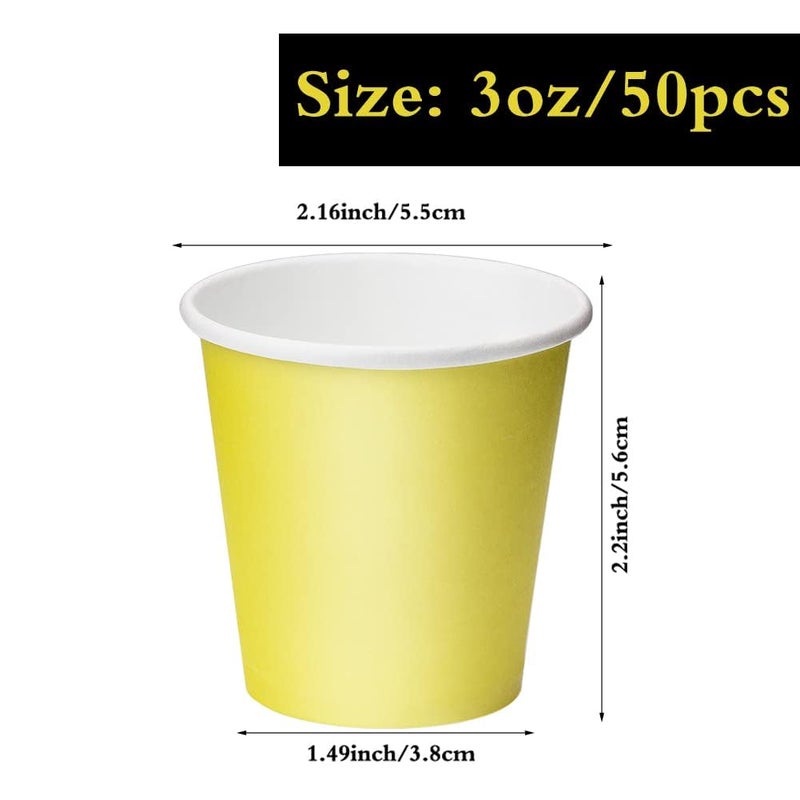 Huaiid Huaiid 3 oz 50 Packs Small Paper Cups Disposable Mouthwash Cups Bathroom Paper Cups Espresso Paper Cups Small Paper Cups for Snack Bathroom Espresso Perfect for Home Condos Rvs Campers (Yellow) - Image 2