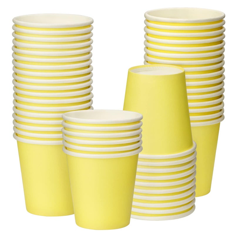 Huaiid Huaiid 3 oz 50 Packs Small Paper Cups Disposable Mouthwash Cups Bathroom Paper Cups Espresso Paper Cups Small Paper Cups for Snack Bathroom Espresso Perfect for Home Condos Rvs Campers (Yellow) - Image 1