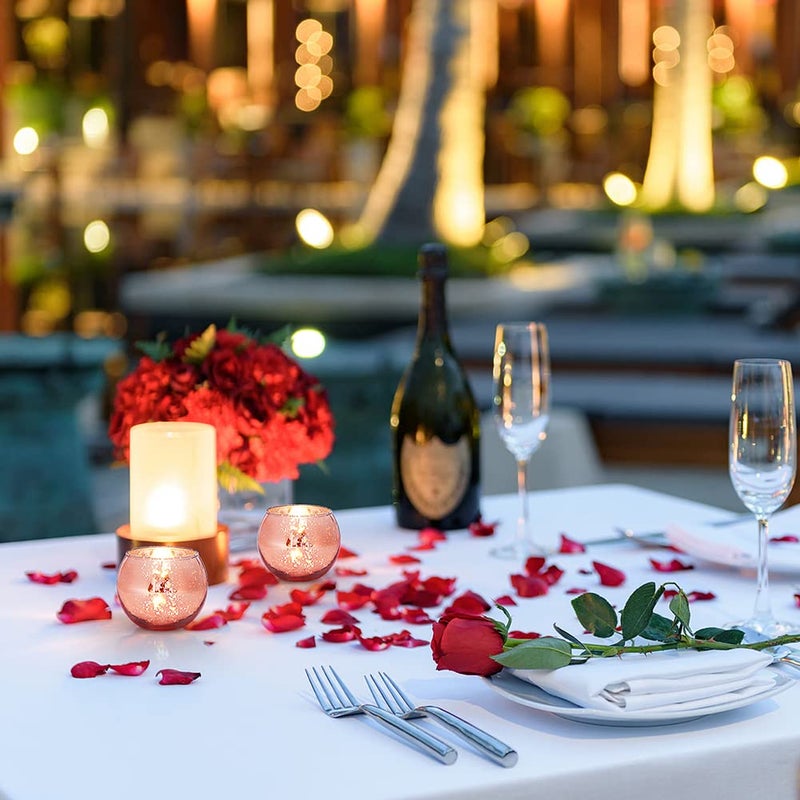 Volens Round Rose Gold Votive Candle Holders, Mercury Glass Tealight Candle Holder Set of 12 - Image 5