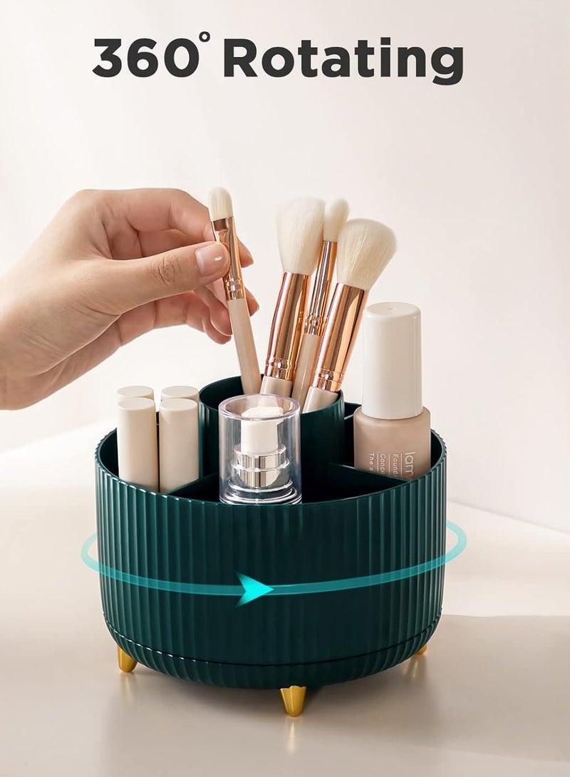Loquat 360° Rotating Makeup Brush Organizer, 5 Slot Large Capacity Cosmetic Brushes Storage Countertop for Vanity, Green - Image 4