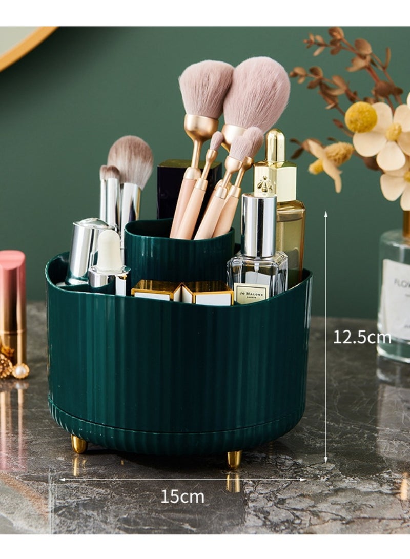 Loquat 360° Rotating Makeup Brush Organizer, 5 Slot Large Capacity Cosmetic Brushes Storage Countertop for Vanity, Green - Image 2