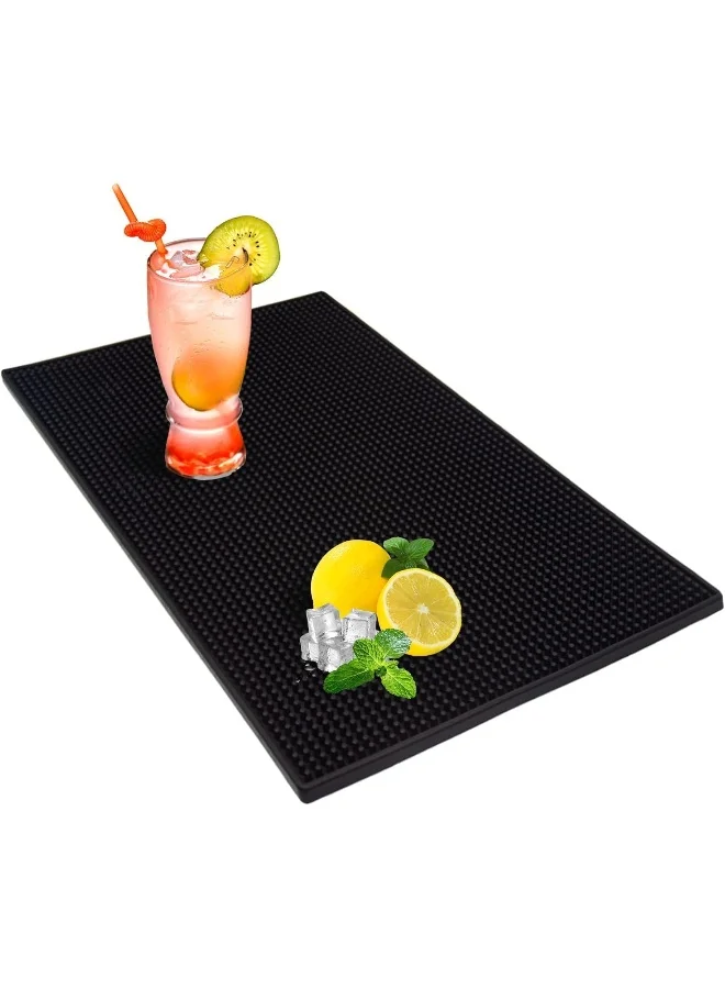 Cuisine Art Bar Mat, 46Cm X 31Cm X 1Cm - Durable And Stylish Non-Slip Bar Mat For Spills, Non-Toxic Service Mat For Tea, Bars, Restaurants, Coffee, And Counter Top Large Mat (4 Pack, Black)