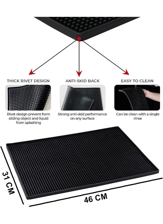 Cuisine Art Bar Mat, 46Cm X 31Cm X 1Cm - Durable And Stylish Non-Slip Bar Mat For Spills, Non-Toxic Service Mat For Tea, Bars, Restaurants, Coffee, And Counter Top Large Mat (4 Pack, Black)  - Image 2