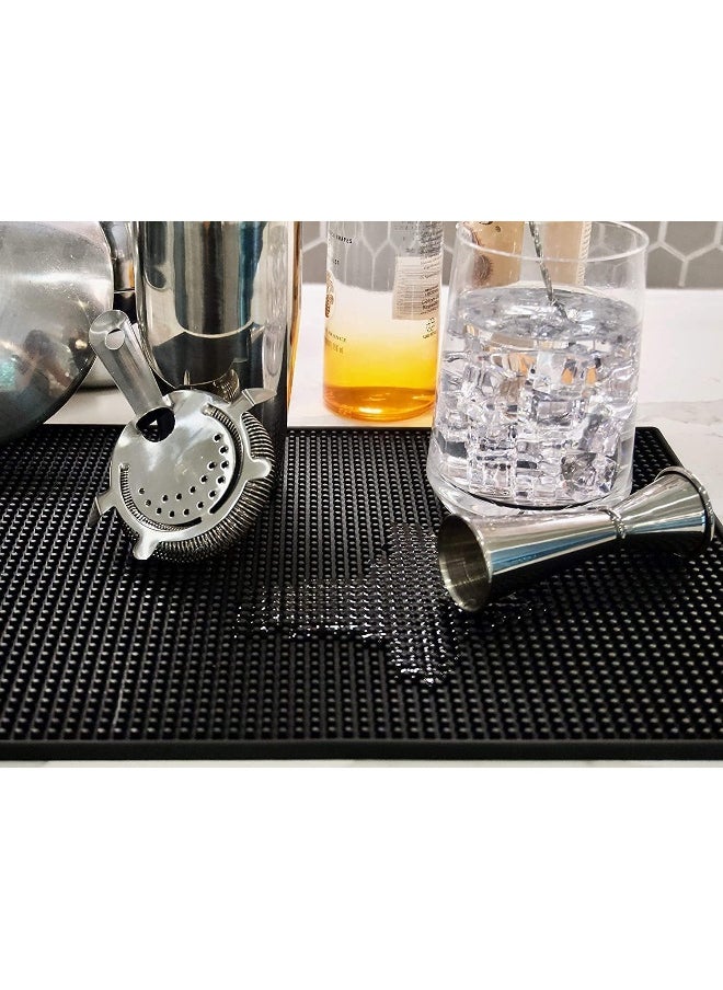 Cuisine Art Bar Mat, 46Cm X 31Cm X 1Cm - Durable And Stylish Non-Slip Bar Mat For Spills, Non-Toxic Service Mat For Tea, Bars, Restaurants, Coffee, And Counter Top Large Mat (4 Pack, Black)  - Image 4