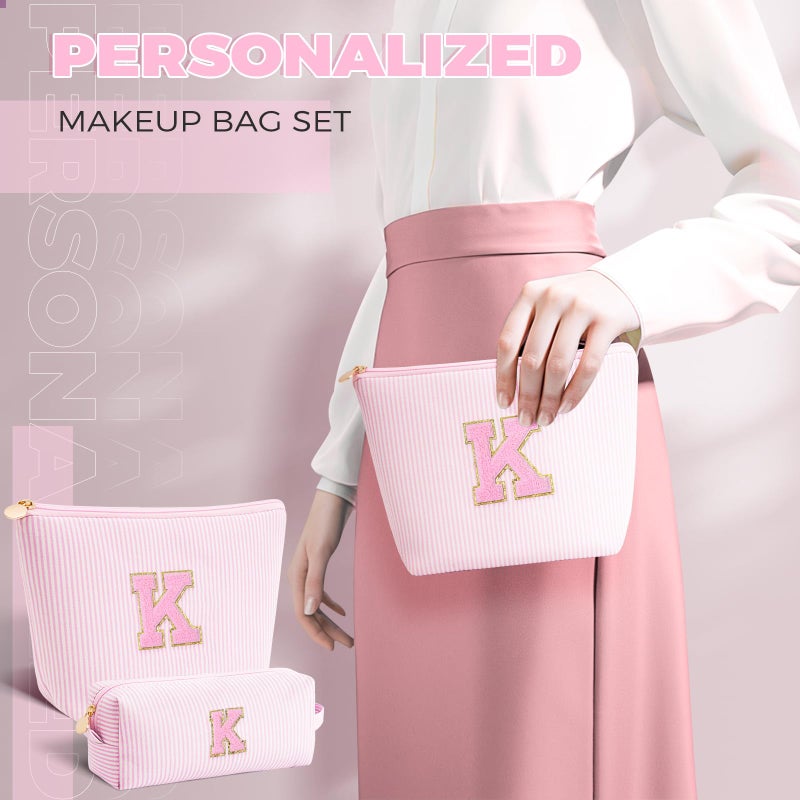 Btffitting Easter Gifts for Teenage Girls | Monogrammed Gifts for Women Teen Girls Initial Cosmetic Travel Makeup Bag | 8 9 10 11 12 13 14 15 16 Years Old Girl Trendy Stuff - Pink,K - Image 3