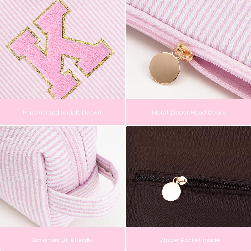 Btffitting Easter Gifts for Teenage Girls | Monogrammed Gifts for Women Teen Girls Initial Cosmetic Travel Makeup Bag | 8 9 10 11 12 13 14 15 16 Years Old Girl Trendy Stuff - Pink,K - Image 4