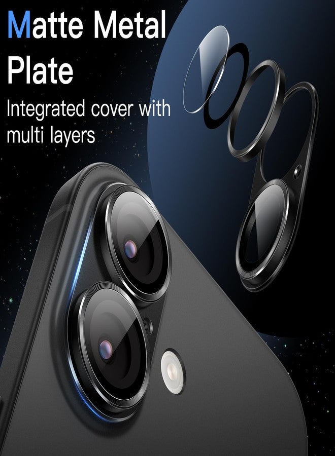 JETech Camera Lens Protector for iPhone 17 6.3-Inch, Full Coverage 9H Tempered Glass Ring Cover, Matte Metal Plate, Case Friendly, 1-Pack (Black) - Image 3
