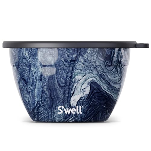 S'well S'well Stainless Steel Salad Bowl Kit - 64oz, Azurite - Comes with 2oz Condiment Container and Removable Tray for  - Image 2