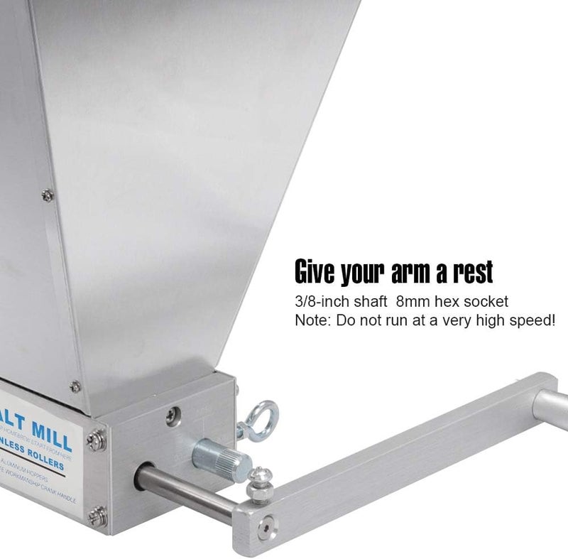 Ferroday Malt Mill 2 Roller Stainless Steel Malt Crusher Heavy Duty Homebrew Grain Crusher Adjustable Barley Grinder Low Speed Drill Available Manual Brew Mill - Image 3