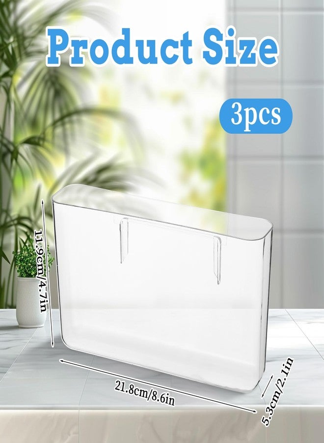wutfuooo 3 Pack Plastic Wall Folders, Acrylic Single Pocket Wall Mount File Holder Clear Hanging Wall File Organizer Plastic Single Pocket Hanging for Office Home Bathroom, 8.6x4.7x2.1 Inch - Image 2