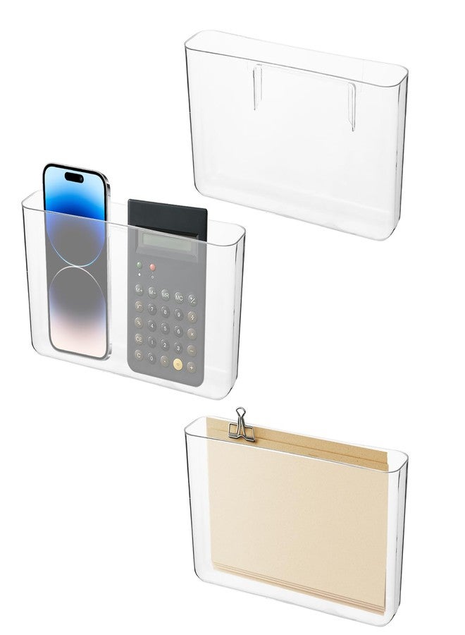 wutfuooo 3 Pack Plastic Wall Folders, Acrylic Single Pocket Wall Mount File Holder Clear Hanging Wall File Organizer Plastic Single Pocket Hanging for Office Home Bathroom, 8.6x4.7x2.1 Inch - Image 1