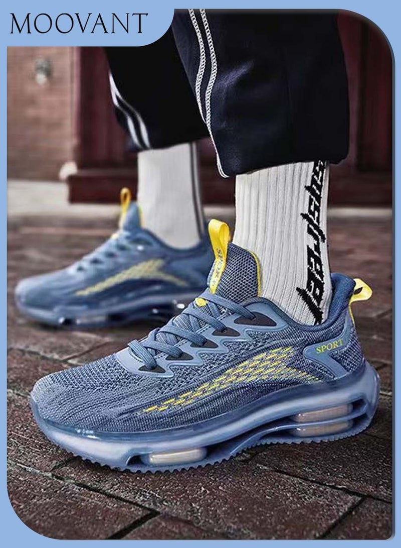 Moovant Men's Sneakers, New Fashion Air Cushion Running Shoes, Trend Non-slip Shock Absorption Leisure Sports Shoes, Blue  - Image 5