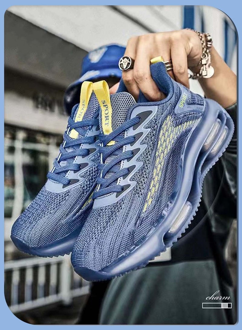 Moovant Men's Sneakers, New Fashion Air Cushion Running Shoes, Trend Non-slip Shock Absorption Leisure Sports Shoes, Blue  - Image 2