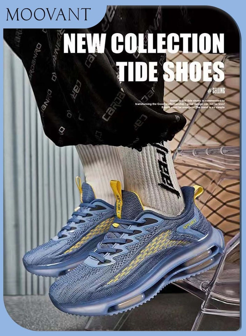 Moovant Men's Sneakers, New Fashion Air Cushion Running Shoes, Trend Non-slip Shock Absorption Leisure Sports Shoes, Blue  - Image 3