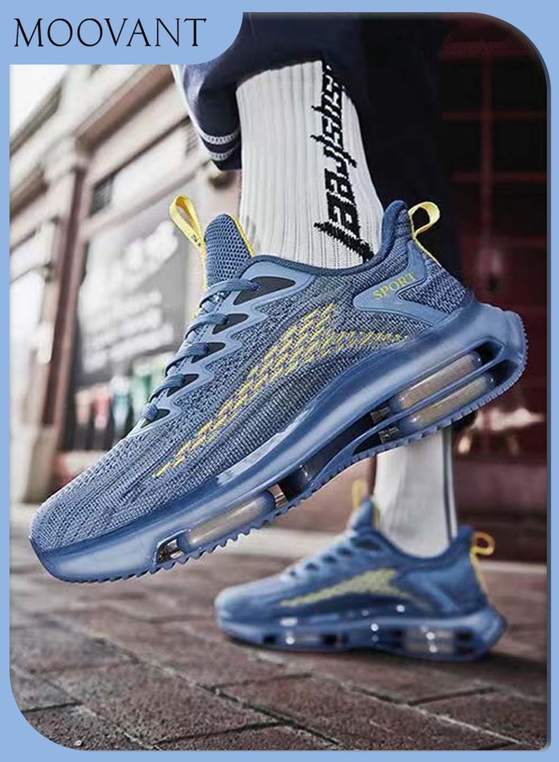 Moovant Men's Sneakers, New Fashion Air Cushion Running Shoes, Trend Non-slip Shock Absorption Leisure Sports Shoes, Blue  - Image 4