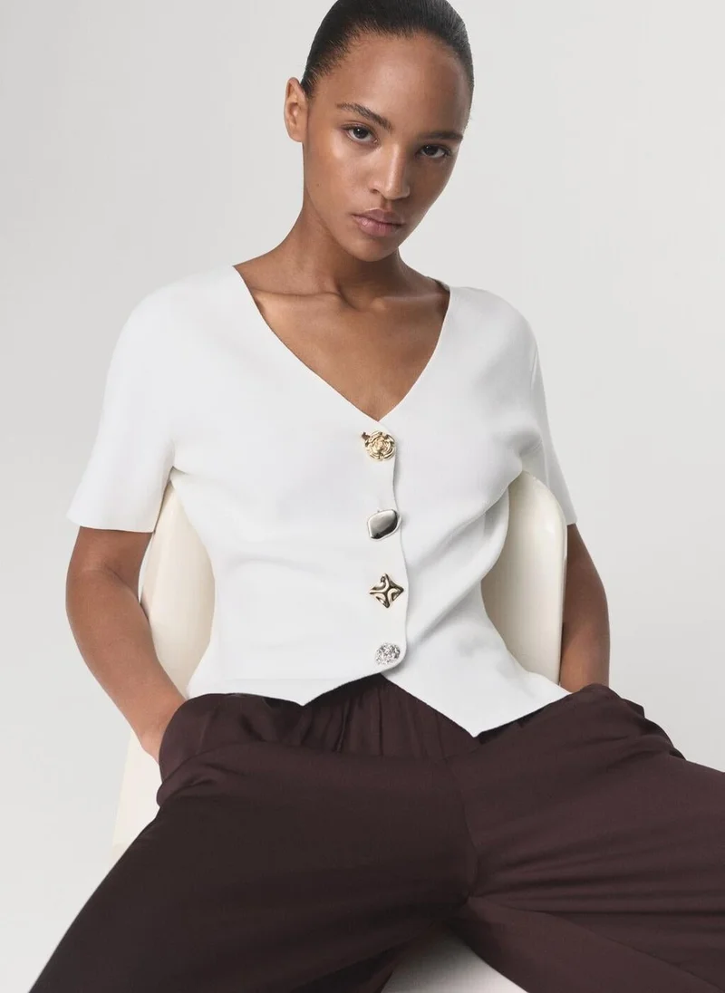 MANGO  Knitted cardigan with jewel button for Women | Best Price UAE