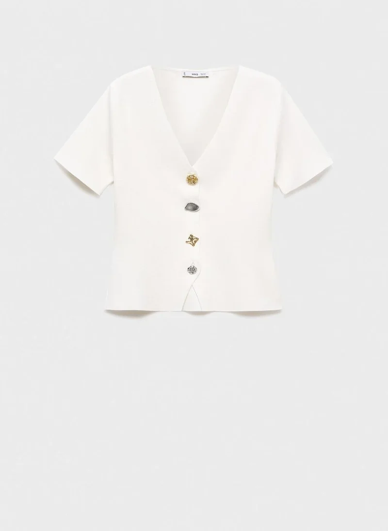MANGO  Knitted cardigan with jewel button for Women | Best Price UAE