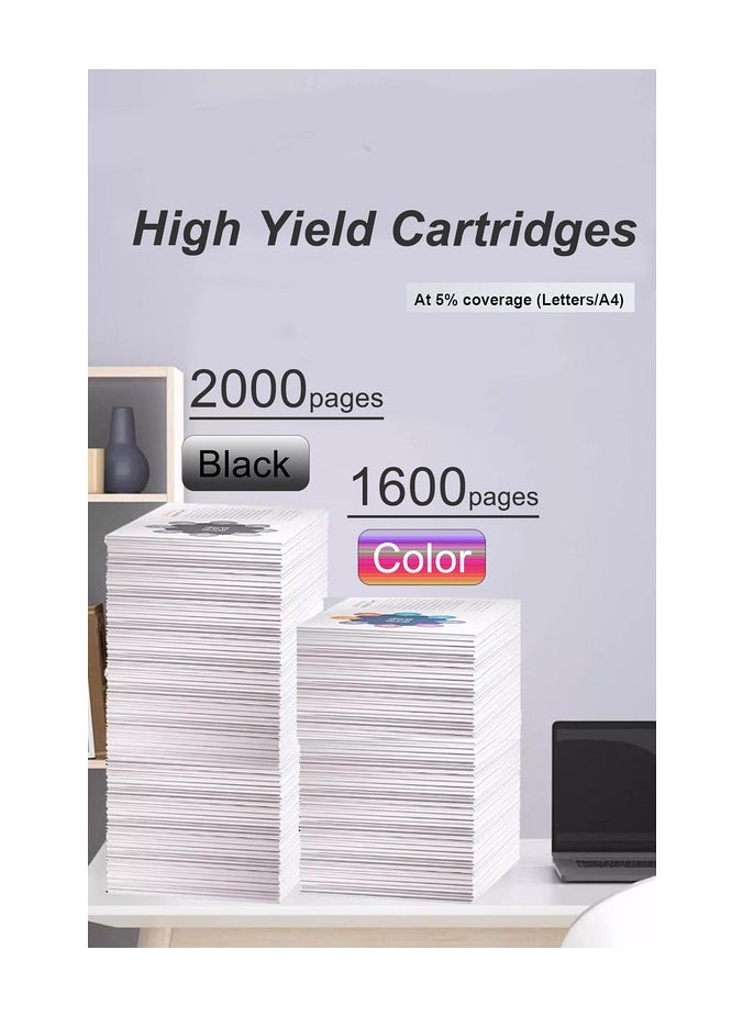 953XL 953 XL 4 Multi-Pack (Black XL and C/M/Y) Compatible Ink Cartridge Replacement with Advanced Chip Technology for Officejet pro 7720 7730 7740 8710 8715 8720 8725 Printers  - Image 2