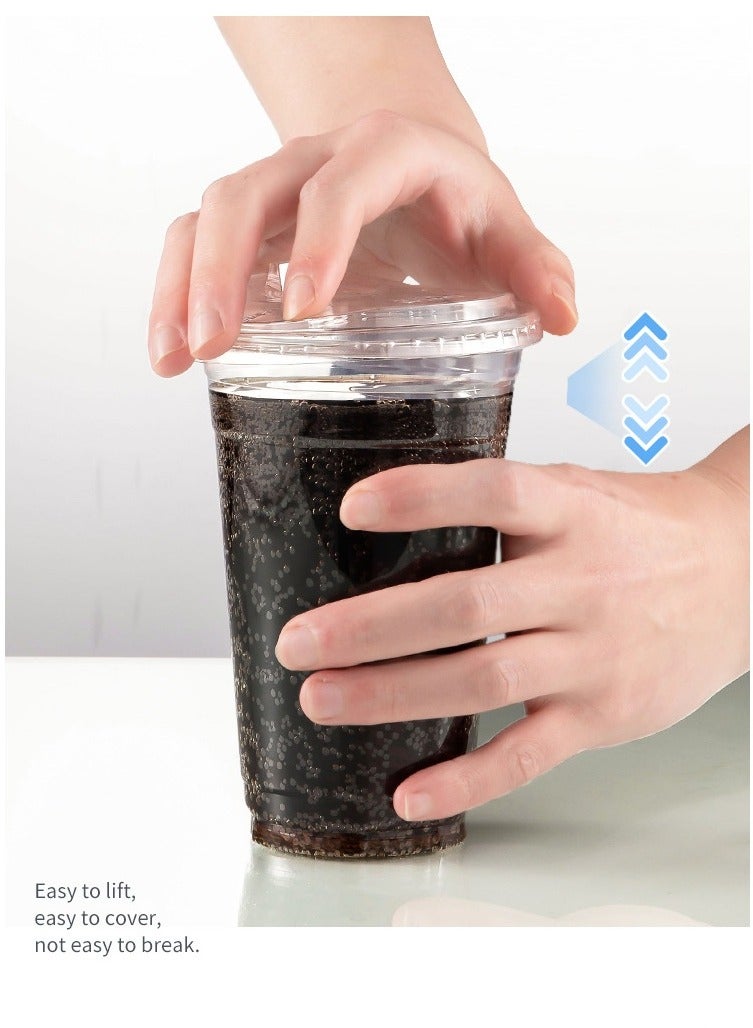 [50 عبوة] أكواب بلاستيكية شفافة سعة 16 أونصة مع أغطية للشرب بدون القش، أكواب قهوة بلاستيكية للاستعمال مرة واحدة - Image 5