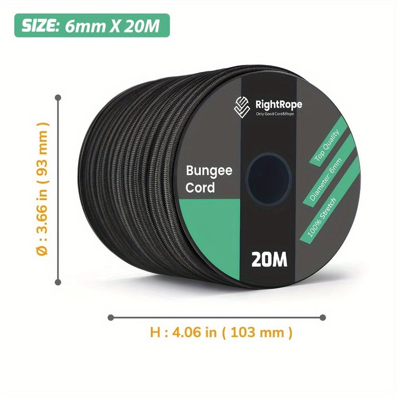 Black Bungee Cord 6Mm X 787.4 Inch Rubber Tension Rope For Boats Camping Crafts Projects - Image 3