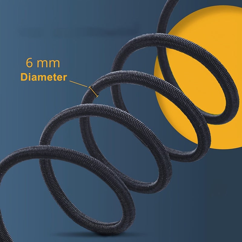 Black Bungee Cord 6Mm X 787.4 Inch Rubber Tension Rope For Boats Camping Crafts Projects - Image 2