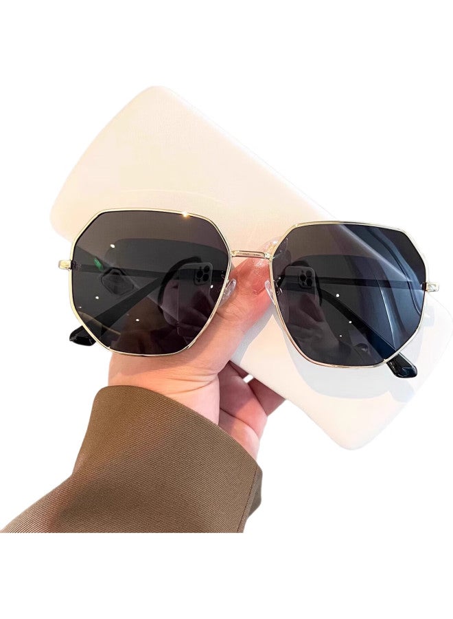GOGOSOON 25 New Gradient Blue Sunglasses Men Women Driving Hd Uv Protection Polygon Round Face Big Frame - Image 3