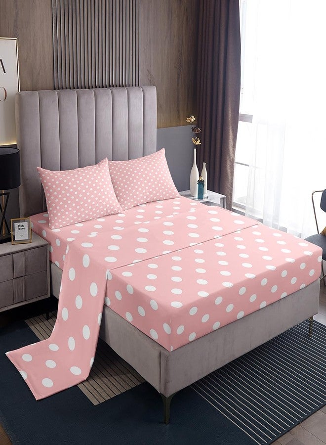 Man Fei Manfei Polka Dot Sheet Set Full Size,Cute Simple Geometric Dots Bedding Set,Pink White Cartoon Bed Sheet Set 4pcs with Deep Pocket Fitted + Flat + 2 Pillowcases,Kids Boys Girls Room Decor - Image 3