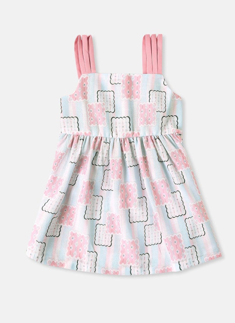 Nautinati - Nautinati Girls' Printed Frock With 3 Straps in Sleeves - Image 1